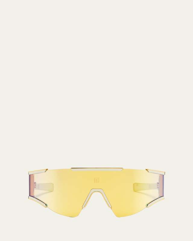Logo Acetate & Titanium Shield Sunglasses